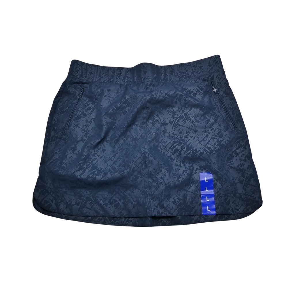 Orvis Travel Skort Womens Large Navy Shattered‎ Glass Embossed Print Pockets